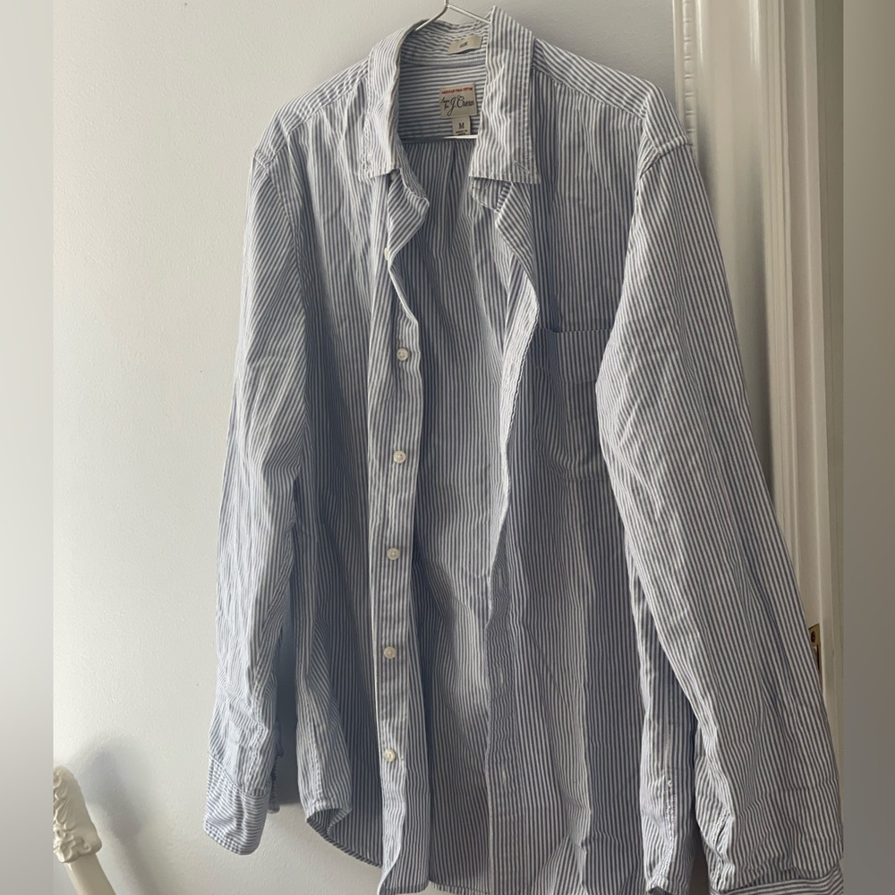 J. Crew Vintage Blue and White Striped Button-Down Shirt | Medium